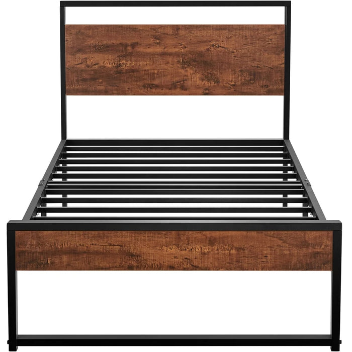 Saga - Wooden Bed Frame Twin Bed Frame BO-HA Rustic Brown Full