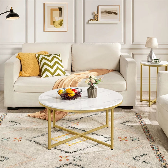 Sivert - Modern Oval Coffee Table Faux Marble BO-HA Default Title