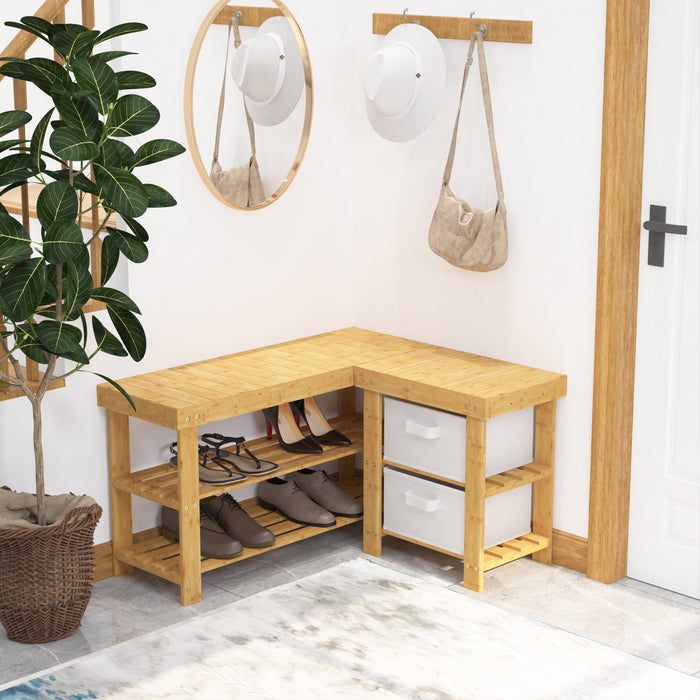 Thylda - Shoe Rack for Entryway Bamboo Shoe Rack Bench BO-HA bamboo