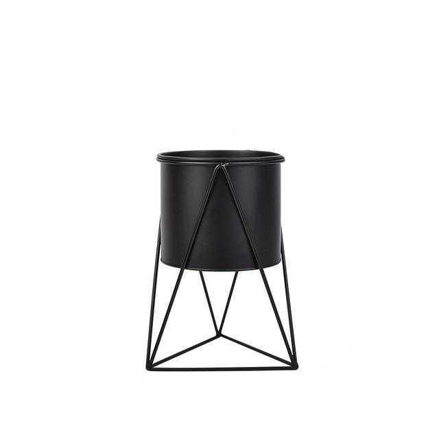 Maja - Circular Ceramic Planter & Stand BO-HA Black S