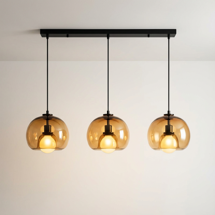 Anele - Modern Glass Pendant Light BO-HA 3 Heads Amber