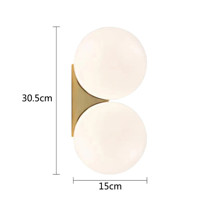 Solja – modern glass orb LED bedside wall sconce – gold double head finish