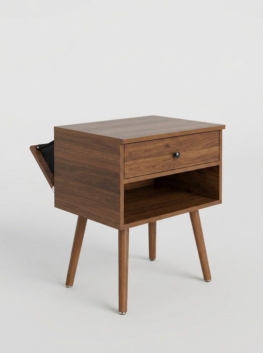 Hallvard - Mid Century Modern Nightstand Walnut Solid Wood Nightstand Small Bedside Table BO-HA