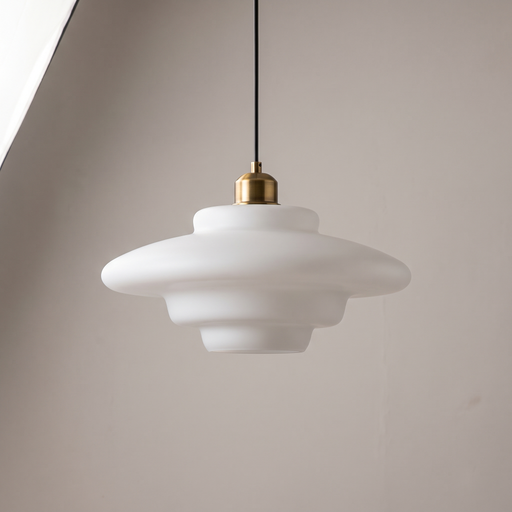 Mette – Nordic Mid-Century Opal Glass Pendant BO-HA Disc · 30 cm