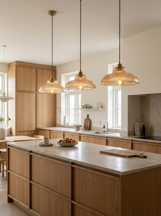 Mossa – Nordic Ribbed Glass Café Pendant Light