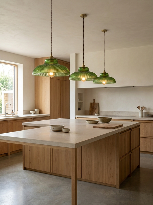 Mossa – Nordic Ribbed Glass Café Pendant Light