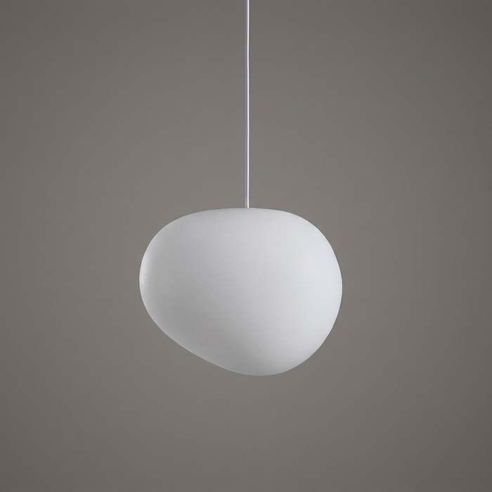Nanna 26 cm white pendant light with organic pebble shade - minimalist pendant lighting for a kitchen island