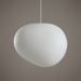 Nanna 42 cm large white pendant light - milk white pebble shade over a dining table, minimalist design
