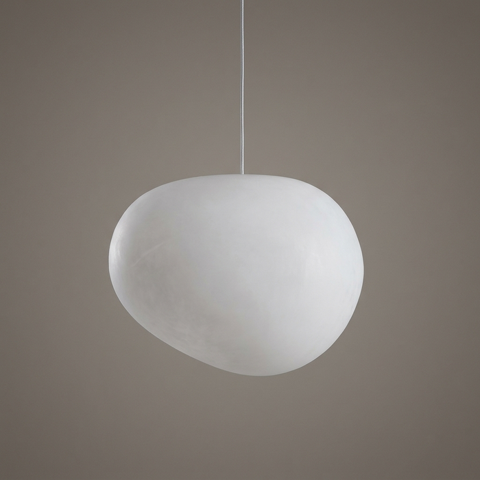 Nanna 47 cm oversized white pendant light - milk white pebble shade for a stairwell or dining table